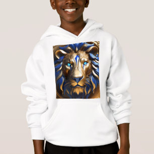 Camiseta Leão Azul Safira e Dourado,