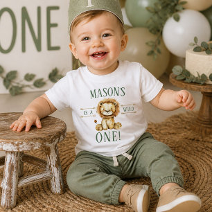 Camiseta Leão Boho Primeiro Aniversário Selvagem