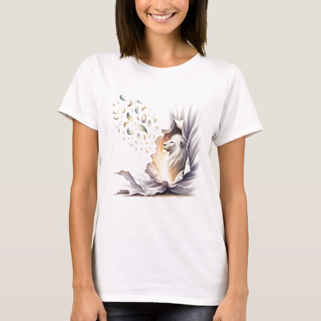 Camiseta Leão Branco: 🦁 de Beleza Majestosa e Mística ✨ (Frente)