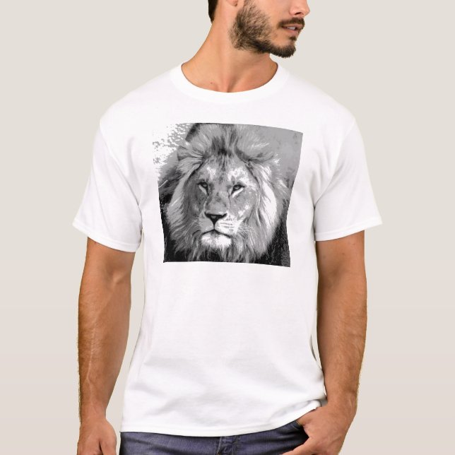 Camiseta Leão branco preto (Frente)