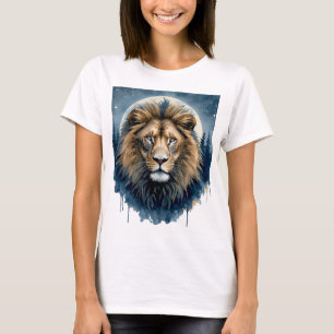 Camiseta  Leão Celestial em Aquarela   Espírito do Leão ao 