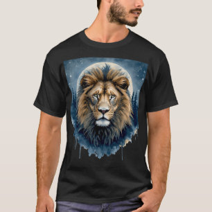 Camiseta  Leão Celestial em Aquarela   Espírito do Leão ao 