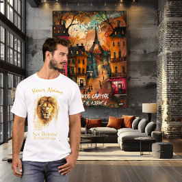 Camiseta Leão Cibernético Dourado – Nome Personalizado Espí