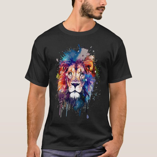 Camiseta Leão-Cinto para arco-íris de animais selvagens de  (Frente)