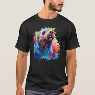 Camiseta Leão Colorido do Mar de Amante de os animais de Ar