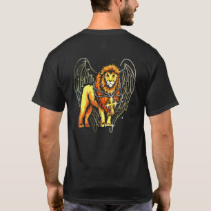 Camiseta Leão Com Asas De Anjo E Cruz Cristã Espírito Santo