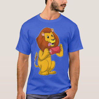 Camiseta Leão Com Carne Animais Engraçados retrô