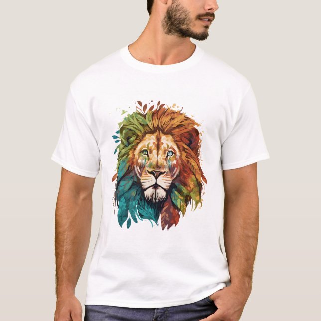 Camiseta Leão com cores rgb. (Frente)