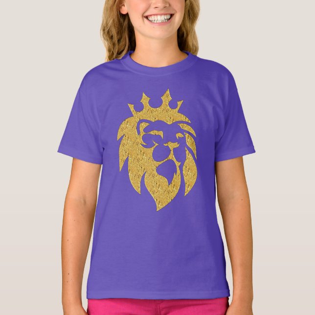 Camiseta Leão com Coroa - Estilo Dourado 1 (Frente)