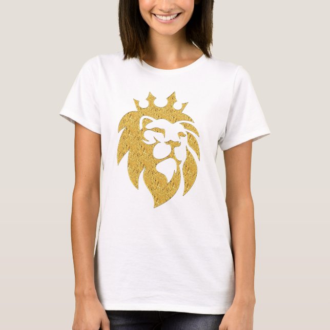 Camiseta Leão com Coroa - Estilo Dourado 1 (Frente)