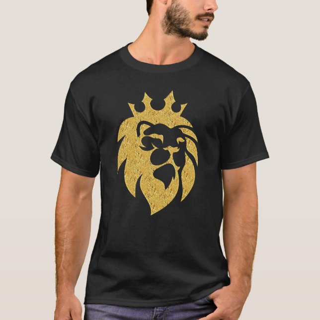 Camiseta Leão com Coroa - Estilo Dourado 1 (Frente)