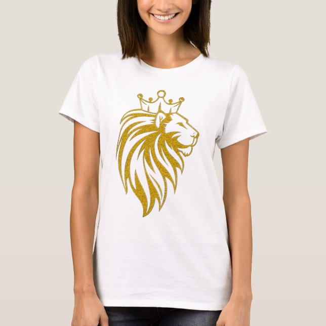 Camiseta Leão com Coroa - Estilo Dourado 2 (Frente)