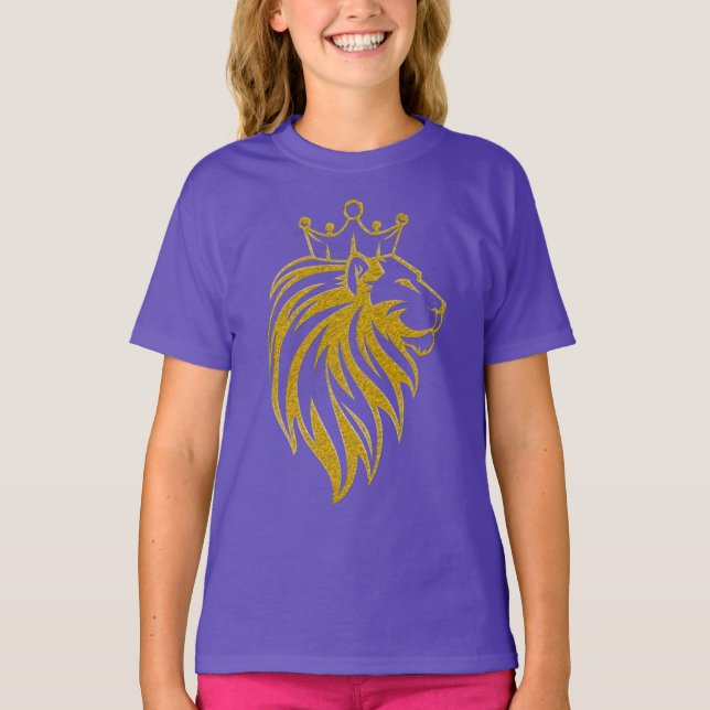 Camiseta Leão com Coroa - Estilo Dourado 2 (Frente)