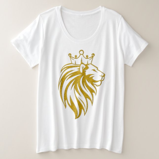 Camiseta Leão com Coroa - Estilo Dourado 2 (Frente do Design)