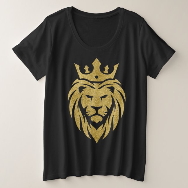Camiseta Leão com Coroa - Estilo Dourado 3 (Frente do Design)
