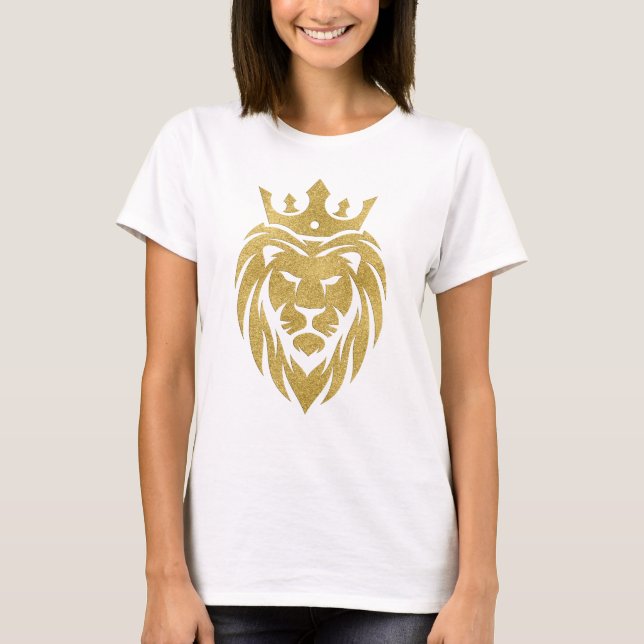 Camiseta Leão com Coroa - Estilo Dourado 3 (Frente)