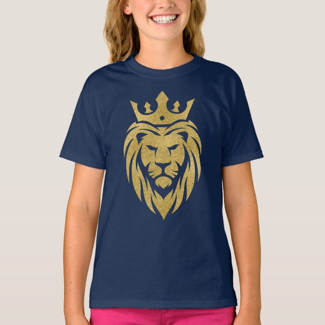 Camiseta Leão com Coroa - Estilo Dourado 3 (Frente)