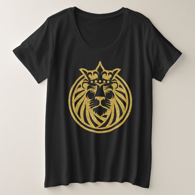 Camiseta Leão com Coroa - Estilo Dourado 4 (Frente do Design)
