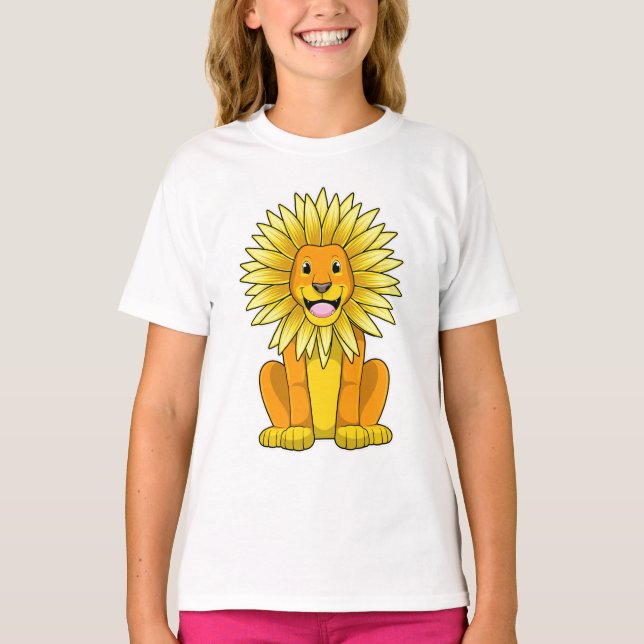 Camiseta Leão com Flor de Girassol (Frente)
