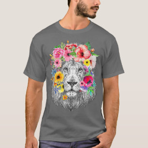 Camiseta Leão com Flores - Leão Africano Floral