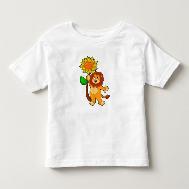 Camiseta Leão com girassol florescente (Frente)
