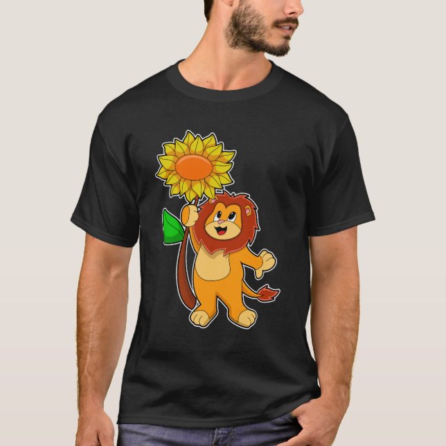 Camiseta Leão com girassol florescente (Frente)