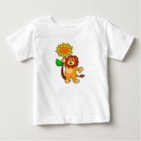 Leão com girassol florescente