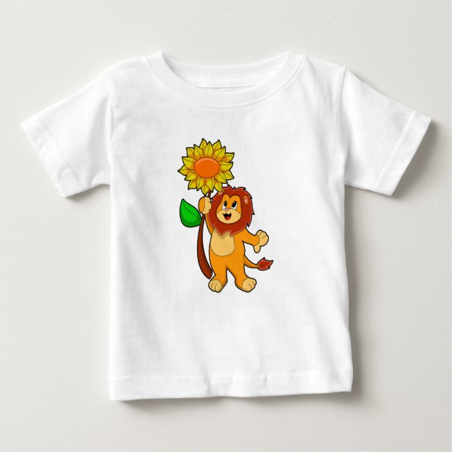 Camiseta Leão com girassol florescente (Frente)