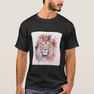 Camiseta Leão com Leão Majestoso Real Da Selva Coroa Com