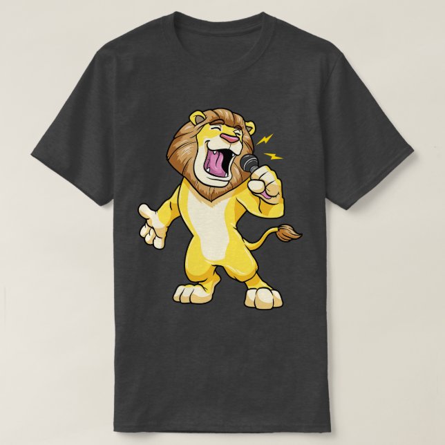 Camiseta Leão como Cantor com Microfone (Frente do Design)
