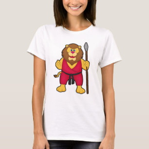 Camiseta Leão como guerreiro com lança