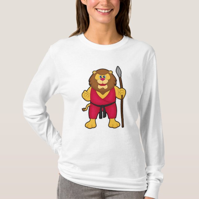 Camiseta Leão como guerreiro com lança (Frente)
