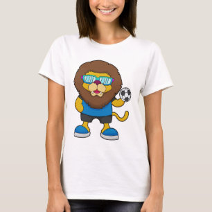 Camiseta Leão como jogador de futebol com futebol