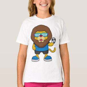 Camiseta Leão como jogador de futebol com futebol