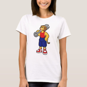 Camiseta Leão como mecânico com chave inglesa