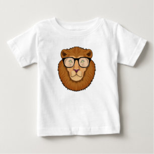Camiseta Leão como Nerd de Óculos