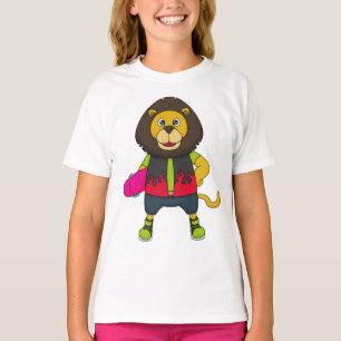 Camiseta Leão como Patinador com skate