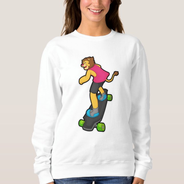 Camiseta Leão como skateboarder com skateboard (Frente)