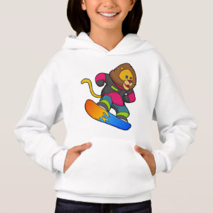 Camiseta Leão como Snowboarder com Snowboard