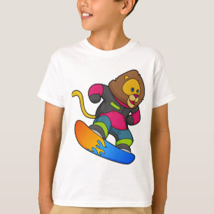 Camiseta Leão como Snowboarder com Snowboard