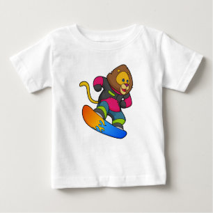 Camiseta Leão como Snowboarder com Snowboard