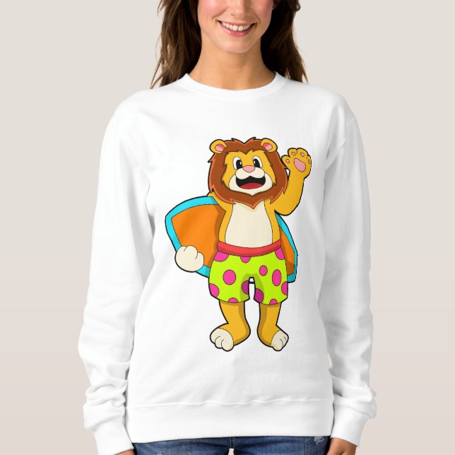 Camiseta Leão como Surfer com Surfboard (Frente)