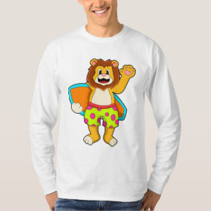 Camiseta Leão como Surfer com Surfboard