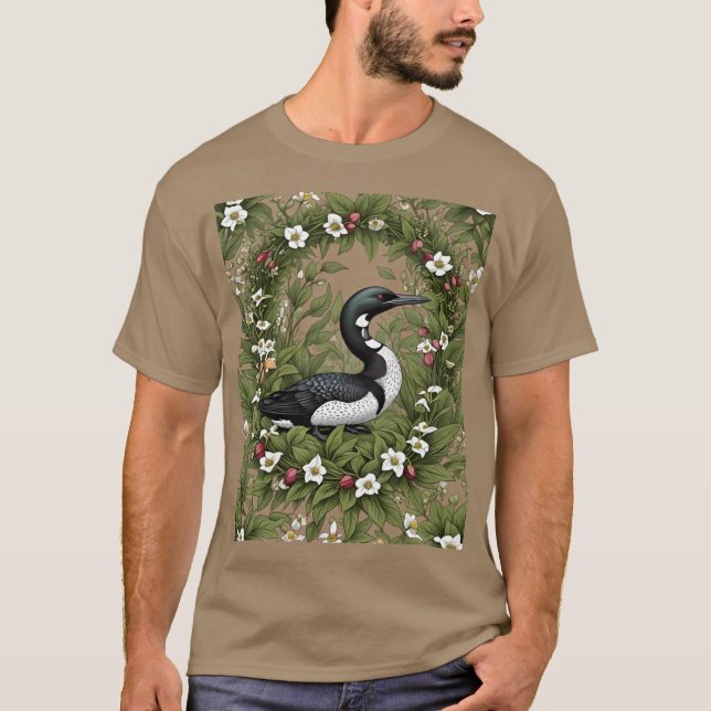 Camiseta Leão Comum Cercado Por Flores De Slipper (Frente)