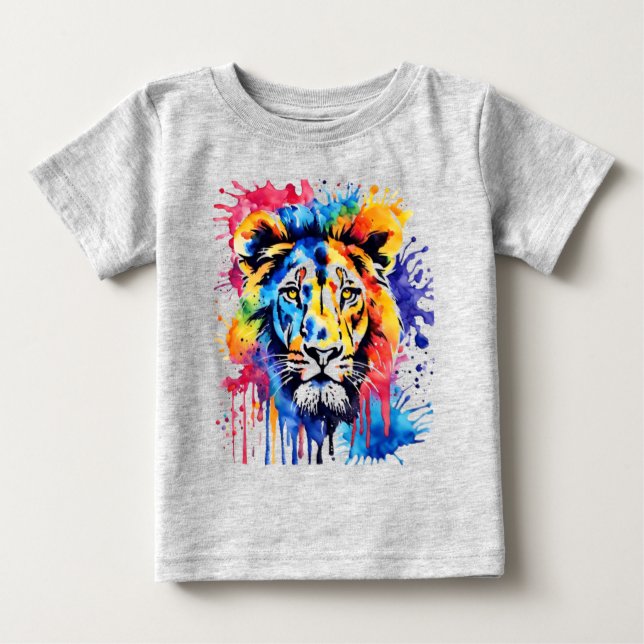 Camiseta Leão cor-de-água engraçado (Frente)