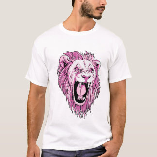 Camiseta Leão cor-de-rosa