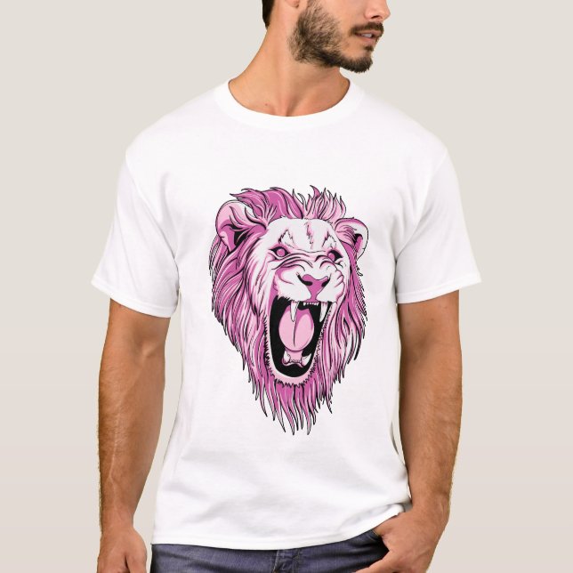 Camiseta Leão cor-de-rosa (Frente)