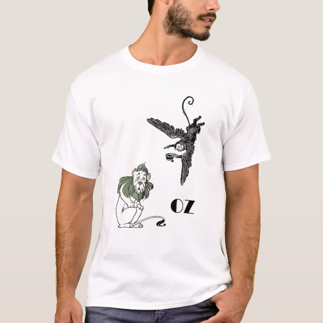 Camiseta Leão Cowardly, macaco de voo - mágico de Oz (Frente)