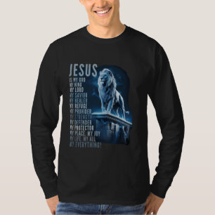 Camiseta Leão Cristão Jesus É Meu Deus Rei, Senhor e Salvad