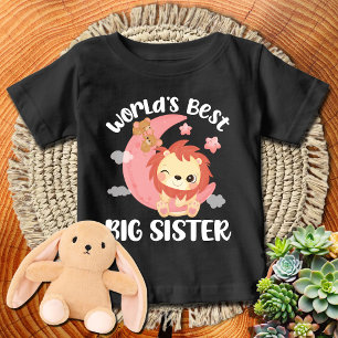 Camiseta Leão da Lua Rosa Melhor Irmã Mais Velha do Mundo